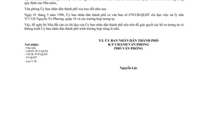 Công văn 1411/UB-QLĐTử lý nhà của người xuất cảnh diện 2/IV có nhà đã bán