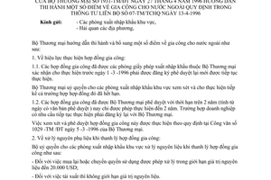 Công văn 1931-TM/ĐT hướng dẫn thi hành gia công cho nước ngoài quy định trong TTLB 07-TM/TCHQ