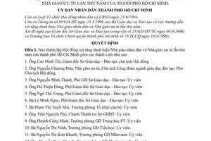 Quyết định 2252/QĐ-UB-NC thành lập Hội đồng xét tặng danh hiệu Nhà giáo nhân dân và Nhà giáo ưu tú lần năm của thành phố Hồ Chí Minh