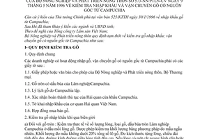 Quy chế 573-NN/PTLN-CVtạm thời kiểm tra gỗ nhập khẩu vận chuyển gỗ  Campuchia