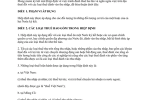 Hiệp định tránh đánh thuế hai lần ngăn ngừa việc trốn lậu thuế giữa Việt Nam Mông Cổ