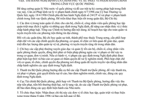 Chỉ thị 867/CT-QP thi hành Nghị định Chính phủ xử phạt vi phạm hành chính lĩnh vực quốc phòng