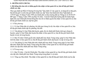 Hướng dẫn 220/NVĐP giao nộp hồ sơ, bản đồ địa giới hành chính các cấp vào lưu trữ