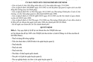 Quyết định 2372/QĐ-UB-KT tỷ lệ điều tiết thu ngân sách 1996 đối với 18 quận huyện