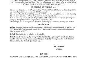 Quyết định 416/TM-ĐB Quy chế cấp giấy chứng nhận xuất xứ ASEAN của Việt Nam - Mẫu D hưởng các ưu đãi theo CEPT