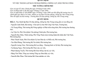 Quyết định 299-TTg thành lập Ban chỉ đạo phòng, chống lụt, bão Trung ương