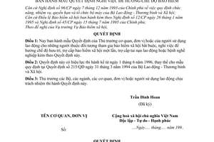 Quyết định 517/LĐTBXH-QĐ mẫu Quyết định nghỉ việc hưởng chế độ bảo hiểm xã hội