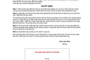 Quyết định 326/TTg phê chuẩn hạng đất tính thuế sử dụng đất nông nghiệp cho tỉnh, thành phố trực thuộc Trung ương