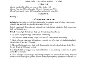 Nghị định 32/CP hướng thi hành Pháp lệnh phòng, chống lụt, bão