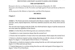 Decree No. 32-CP of May 20, 199, of the Government providing details for the implementation of the ordinance on the prevention and fight against floods and storms