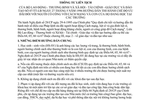 Thông tư liên tịch 07/TT-LB hướng dẫn chế độ ưu đãi người có công cách mạng con của họ đang học tại các trường