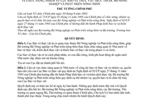 Quyết định 349/TTg chức năng, nhiệm vụ Cục Bảo vệ thực vật thuộc Bộ Nông nghiệp và Phát triển nông thôn