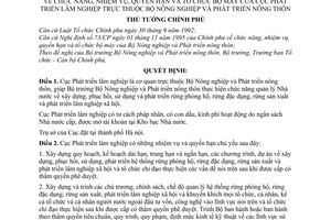 Quyết định 350/TTg chức năng, nhiệm vụ, quyền hạn tổ chức bộ máy Cục phát triển lâm nghiệp thuộc Bộ Nông nghiệp Phát triển nông thôn