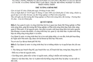 Quyết định 354-TTg chức năng, nhiệm vụ, quyền hạn tổ chức bộ máy Cục Quản lý Nhà nước công trình thủy lợi thuộc Bộ Nông nghiệp phát triển nông thôn