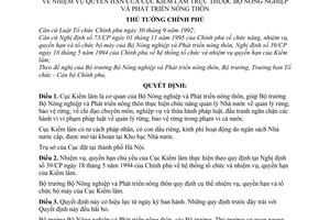 Quyết định 347/TTg nhiệm vụ quyền hạn Cục Kiểm lâm thuộc Bộ Nông nghiệp và Phát triển nông thôn