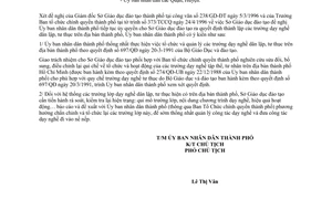 Công văn 1650/UB-NC chấn chỉnh việc tổ chức hoạt động và quản lý trường dạy nghề dân lập, tư thục trên địa bàn thành phố