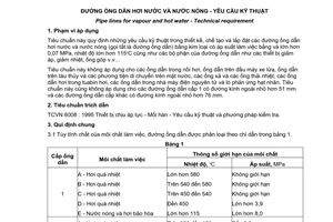 Tiêu chuẩn quốc gia TCVN 6158:1996 về đường ống dẫn hơi nước và nước nóng - Yêu cầu kỹ thuật do Bộ Khoa học và Công nghệ ban hành