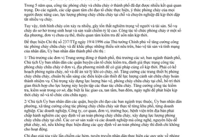 Chỉ thị 22/CT-UB-NCVX tăng cường biện pháp phòng cháy chữa cháy