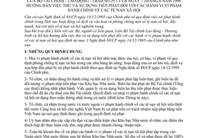 Thông tư liên tịch 29TT/LB hướng dẫn thu sử dụng tiền phạt vi phạm hành chính tệ nạn xã hội