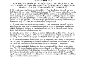 Thông tư liên tịch 02/TTLN hướng dẫn quy định Pháp lệnh thủ tục giải quyết vụ án kinh tế