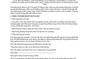 Thông tư 13/LĐTBXH-TT hướng dẫn chế độ trợ cấp khó khăn năm 1996