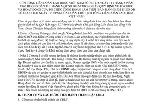 Thông tri 79-TLĐ hướng dẫn tổ chức hoạt động tổ chức công đoàn lâm thời ban hành kèm QĐ 81/QĐ-TLĐ