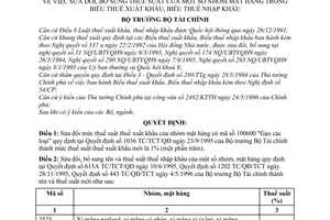 Quyết định 542TC/QĐ/TCT sửa đổi thuế suất nhóm mặt hàng trong Biểu thuế xuất khẩu, Biểu thuế nhập khẩu