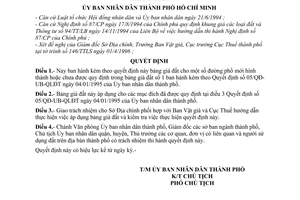 Quyết định 2897/QĐ-UB- KT bổ sung bảng giá đất trên địa bàn thành phố