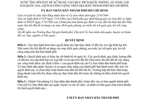 Quyết định 2896/QĐ-UB-QLĐT quy định đền bù, trợ cấp thiệt hại khi nhà nước thu hồi đất sử dụng quốc phòng, an ninh, lợi ích quốc gia, công cộng TPHCM