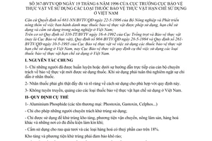 Quy định 367-BVTV/QĐ sử dụng thuốc bảo vệ thực vật