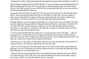 Chỉ thị 24/CT-UB-NC nghiên cứu xây dựng chương trình, đề án trọng điểm triển khai thực hiện nghị quyết Đại hội Đảng bộ thành phố lần 6