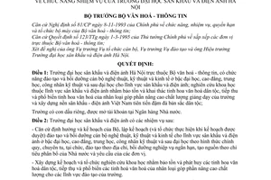 Quyết định 1387/TC-QĐ chức năng nhiệm vụ Trường Đại học Sân khấu và Điện ảnh Hà Nội