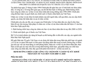 Nghị quyết 37-CP định hướng công tác chăm sóc và bảo vệ sức khỏe nhân dân trong thời gian 1996-2000 và chính sách quốc gia về thuốc Việt Nam