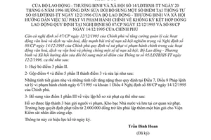 Thông tư 14/LĐTBXH-TT xử phạt vi phạm hành chính không ký kết hợp đồng lao động sửa đổi Thông tư 05/LĐTBXH-TT
