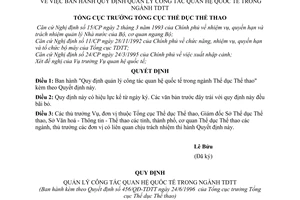 Quyết định 456-QĐ/TDTT quy định quản lý công tác quan hệ quốc tế ngành TDTT