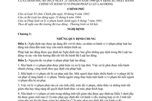 Nghị định 38/CP quy định xử phạt hành chính hành vi vi phạm pháp luật lao động