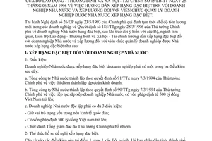 Thông tư liên tịch 15/LB-TT hướng dẫn xếp hạng đặc biệt doanh nghiệp Nhà nước xếp lương viên chức quản lý doanh nghiệp được Nhà nước xếp hạng đặc biệt