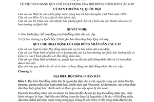 Nghị quyết 301-NQ/UBTVQH Quy chế hoạt động của Hội đồng nhân dân các cấp