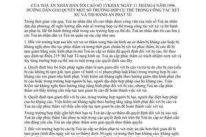Công văn 33/KHXX hướng dẫn giải quyết trong công tác xét xử và thi hành án phạt tù