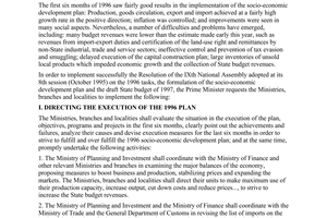 Directive No. 442-TTg of July 03, 1996, of the Prime Minister on the formulation of the 1997 plan on socio-economic development and the state budget estimate