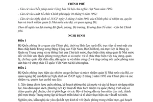 Nghị định 41/CP năm 1996 chức năng nhiệm vụ quyền hạn tổ chức Bộ Quốc Phòng