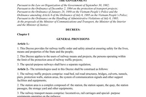 Decree No. 39-CP of July 05, 1996, on ensuring railway traffic order and safety