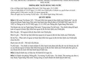 Quyết định 176/QĐ-NH2 bổ sung tài khoản Hệ thống tài khoản kế toán Ngân hàng Nhà nước