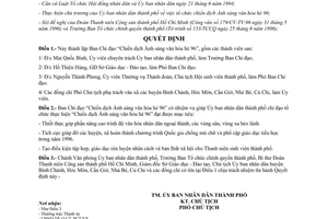 Quyết định 6699/QĐ-UB-NC năm 1996 Ban Chỉ đạo Chiến dịch Ánh sáng văn hóa hè 96