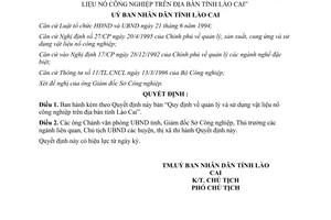Quyết định 126/QĐ-UB năm 1996 quản lý và sử dụng vật liệu nổ công nghiệp