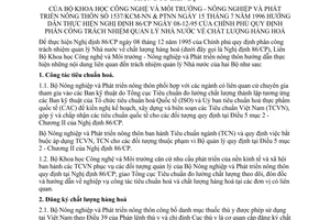 Thông tư liên bộ 1537/KCM-NN&PTNN chất lượng hàng hóa hướng dẫn  Nghị định 86/CP