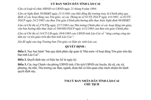 Quyết định 131/QĐ-UB năm 1996 về phân cấp quản lý Nhà nước về hoạt động tôn giáo