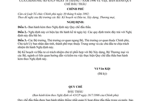 Nghị định 43-CP quy chế đấu thầu