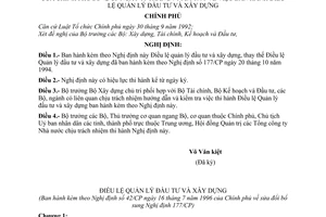 Nghị định 42-CP điều lệ quản lý đầu tư và xây dựng