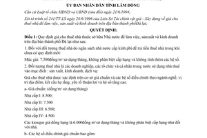 Quyết định 792/QĐ-UB năm 1996 giá cho thuê nhà thuộc sở hữu Nhà Đà Lạt